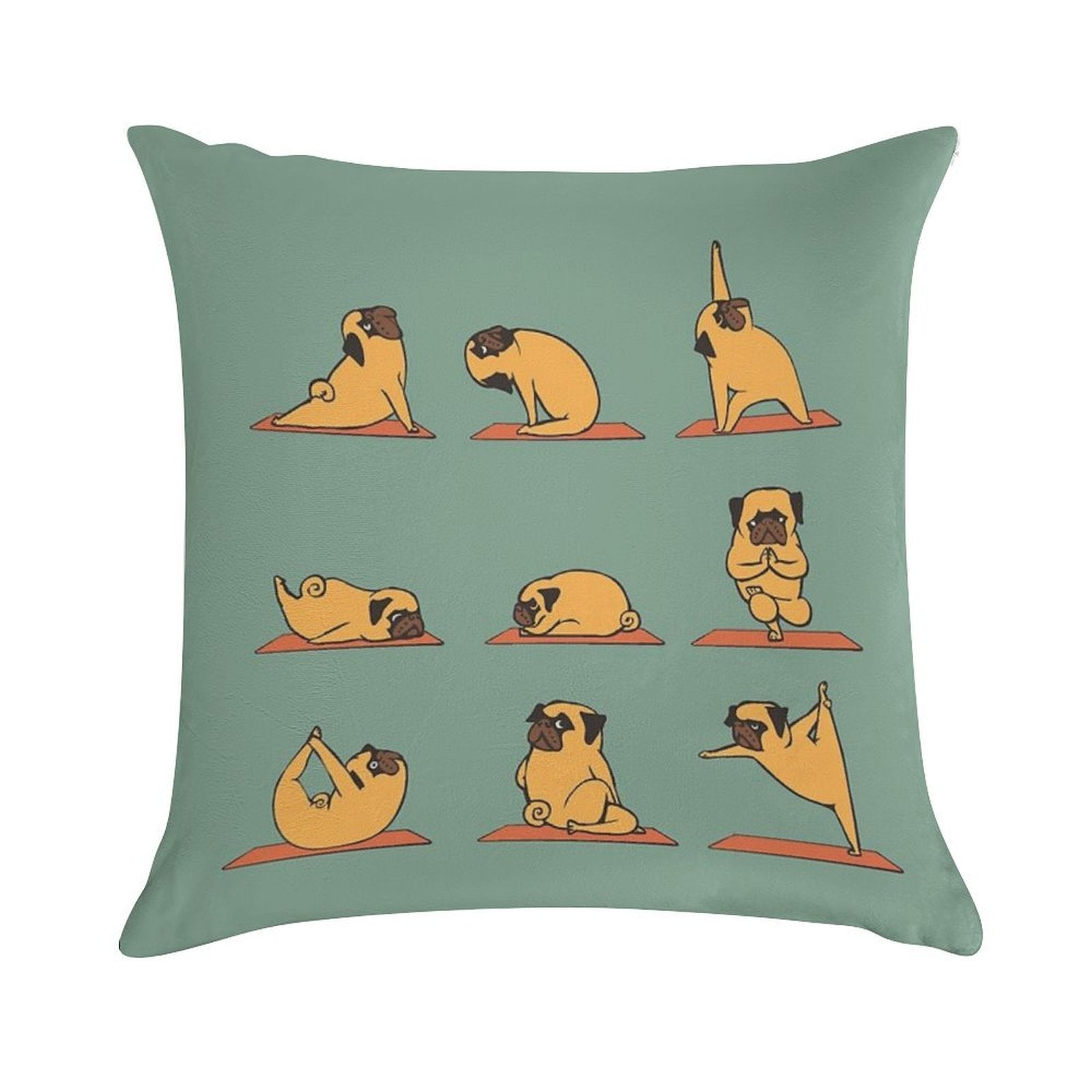 Pug Yoga Soft Easy Maintenance Throw Pillow
