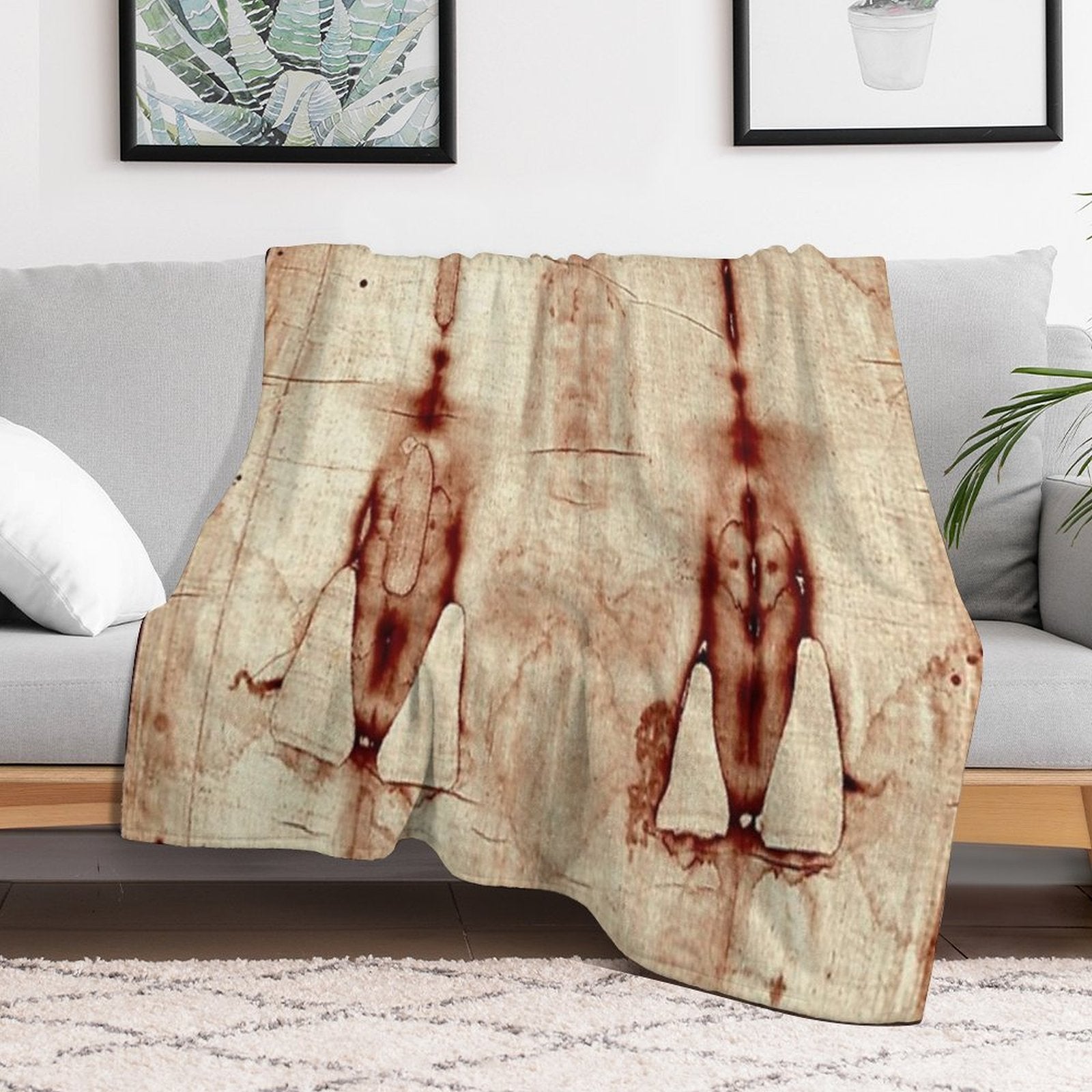 Easter  Holy Face Negatives of The Shroud of Turin Lightweight Throw Blanket