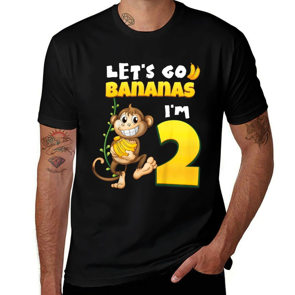 Kids Let's Go Bananas I'm 2 Zoo Animal Jungle Safari 2nd Birthday  Easy-care T-Shirt