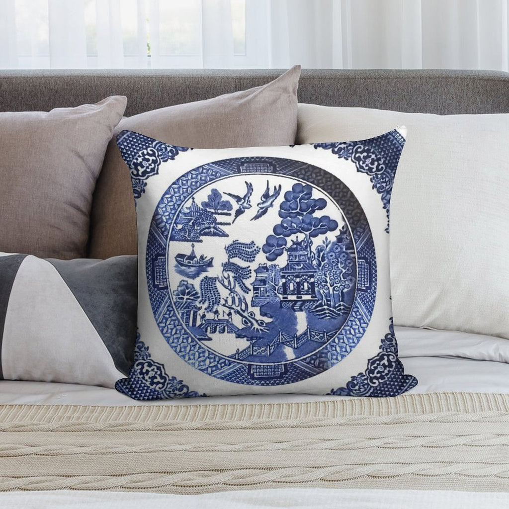 Blue Willow China Soft Easy Maintenance Throw Pillow