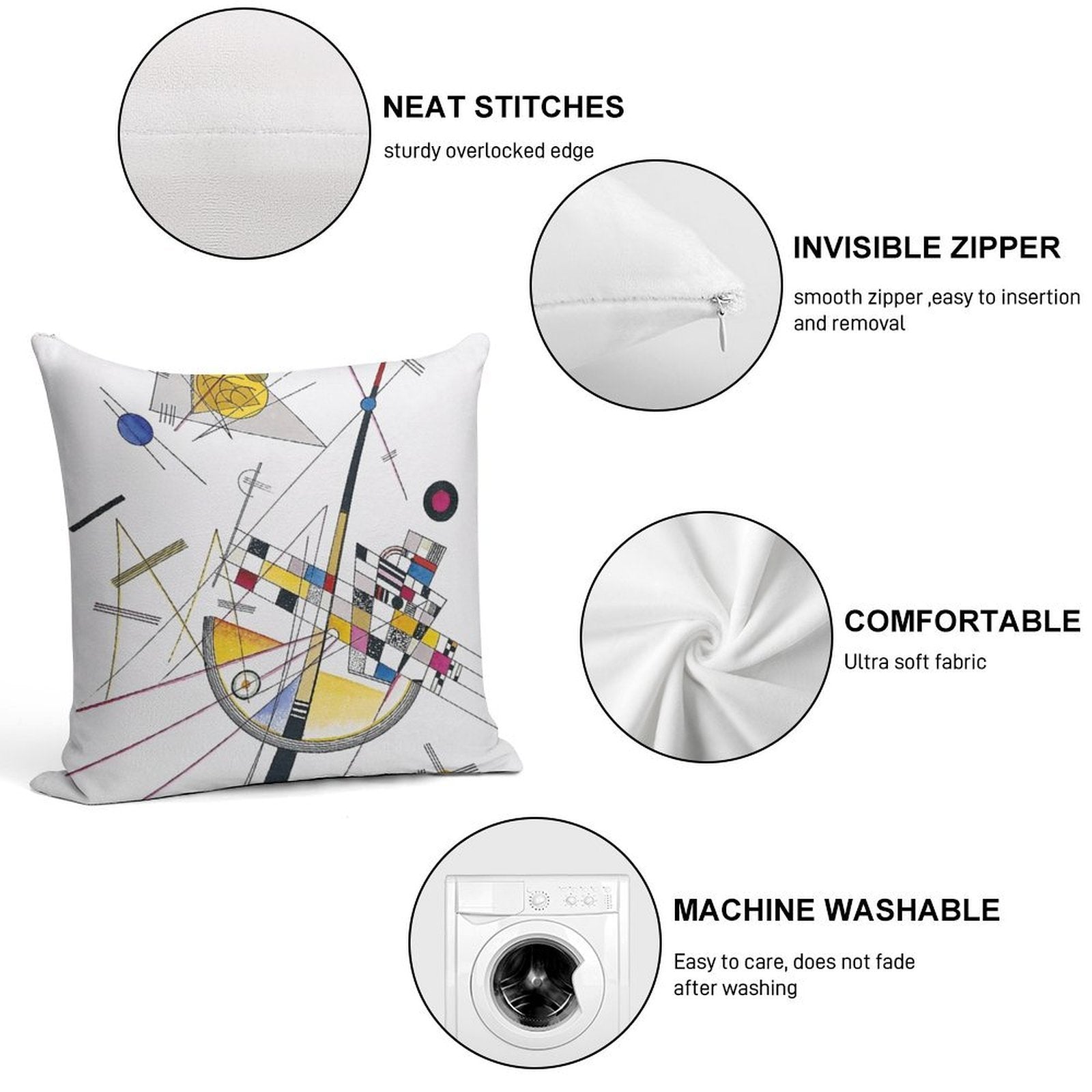 Wassily Kandinsky Delicate Tension Soft Gift Ready Throw Pillow