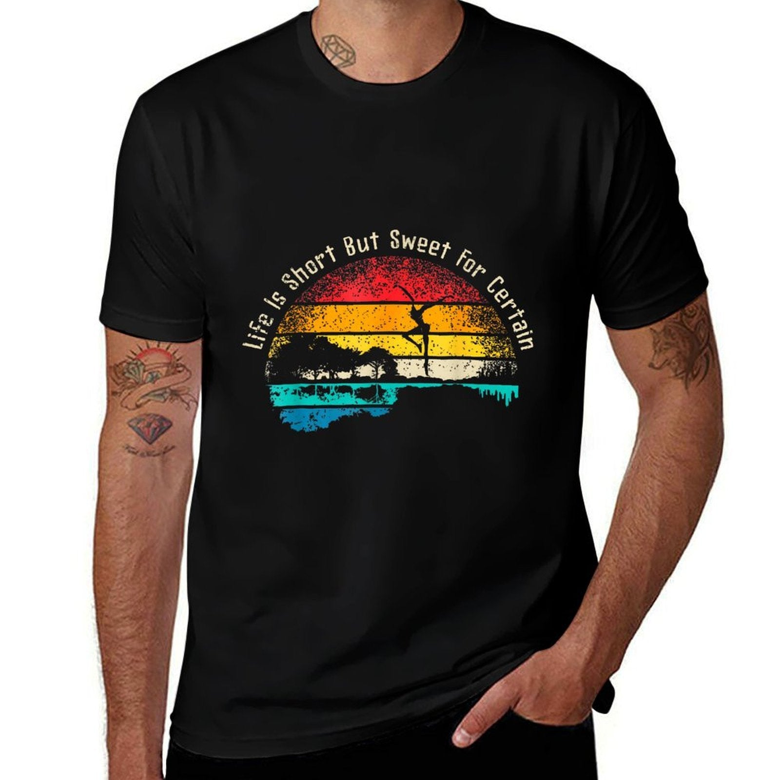 Life Is Short Guitar But Sweet For Certain  Trendy Pattern T-Shirt