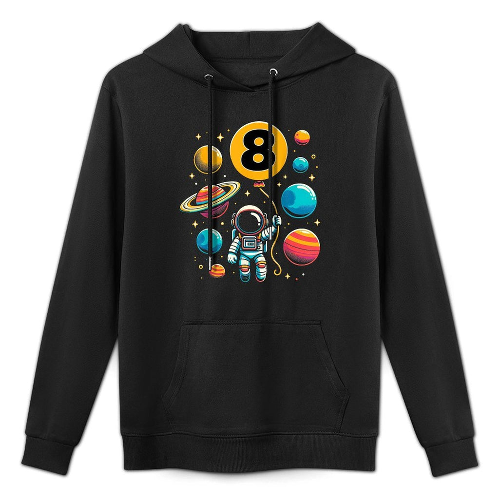 8th Birthday Astronaut Space Planets Eight Years Old Shrink-Resistant Hoodie