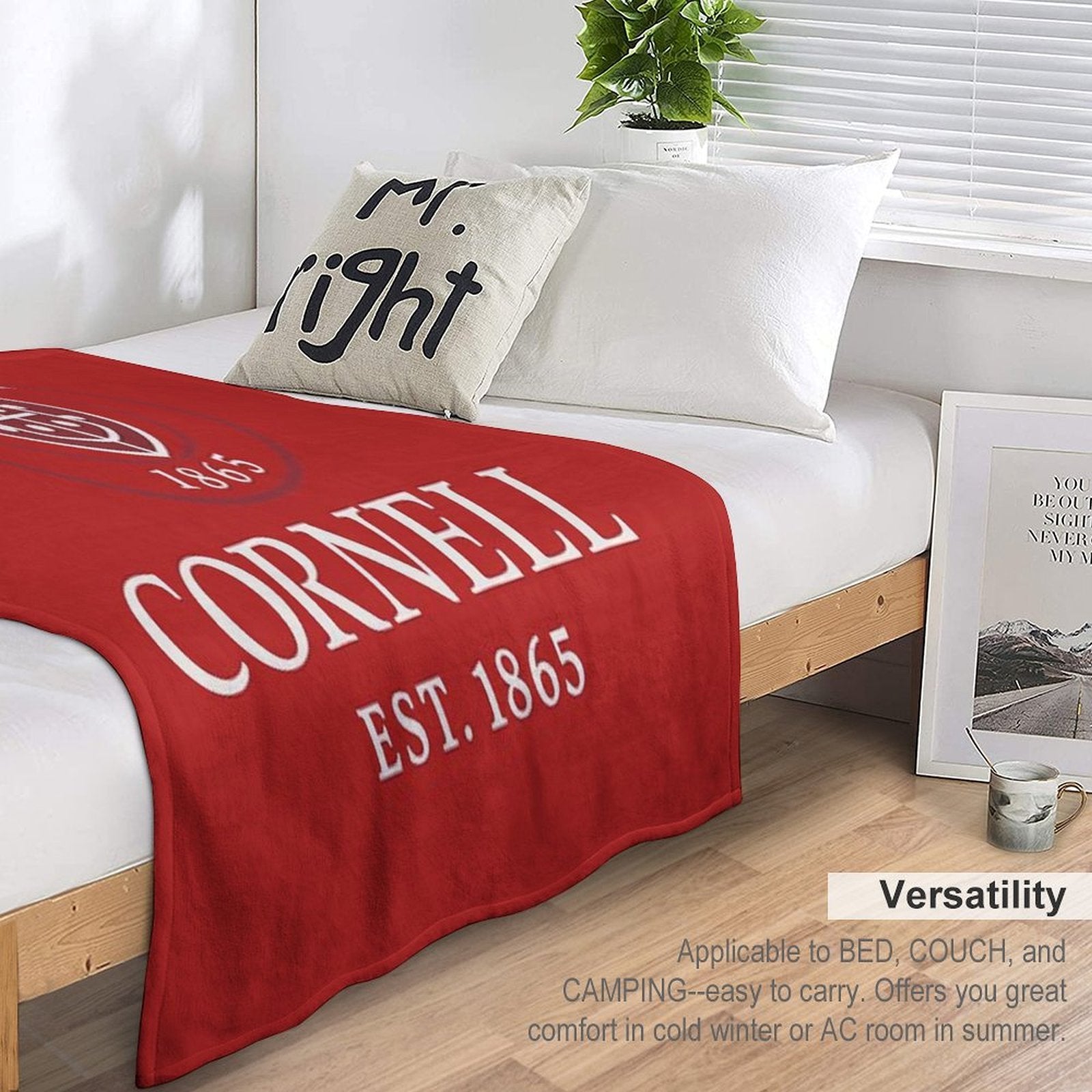 Cornell University T-Shirt Featuring Official Big Red Logo Velvety-soft Throw Blanket