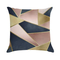 Geometric, Rose Gold, Pink, Gold And Navy Blue, Abstract, Pattern Soft Fade-Resistant Throw Pillow
