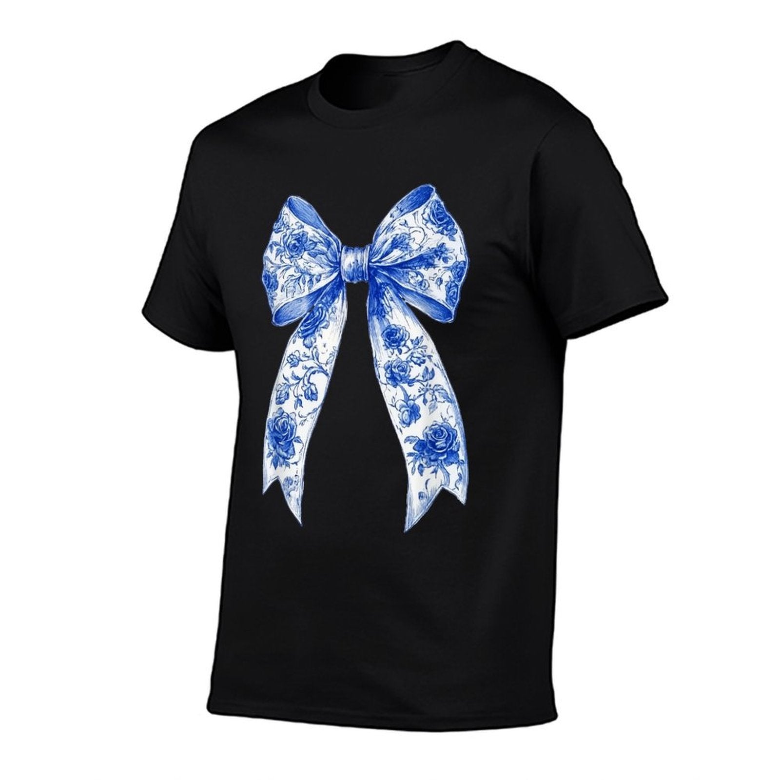 Coquette Floral Blue Bow Flower Toile French Pattern  High-quality Stitching T-Shirt