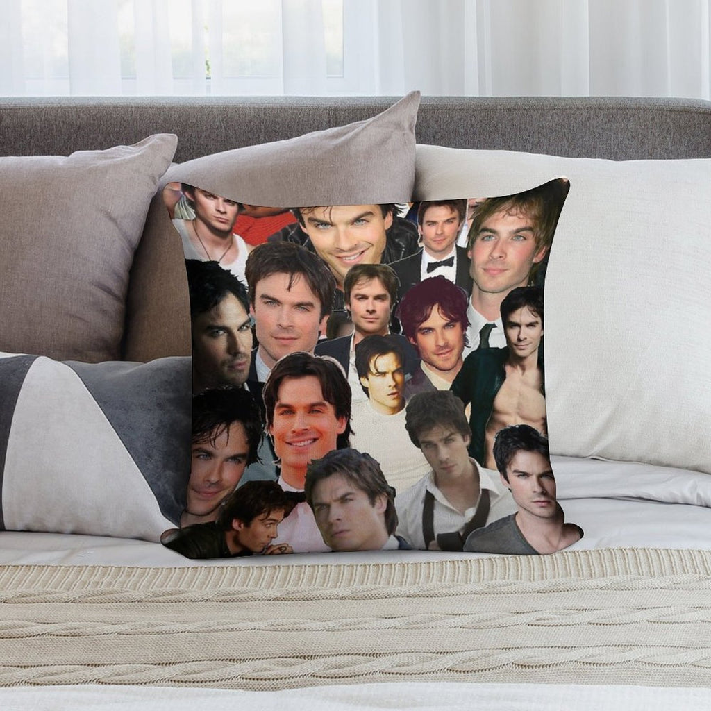 Ian Somerhalder Photo Collage Soft Shrink-Resistant Throw Pillow
