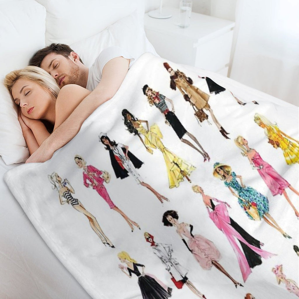 Vintage Doll Illustrations Eco-conscious Throw Blanket