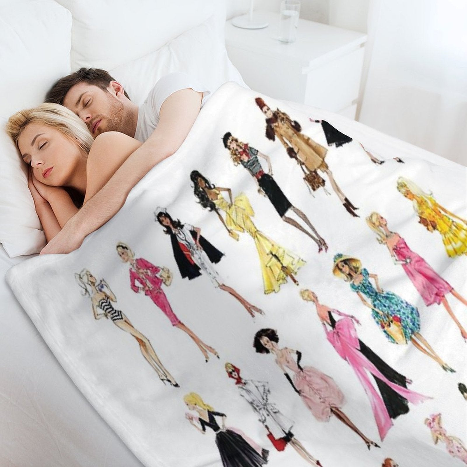 Vintage Doll Illustrations Eco-conscious Throw Blanket