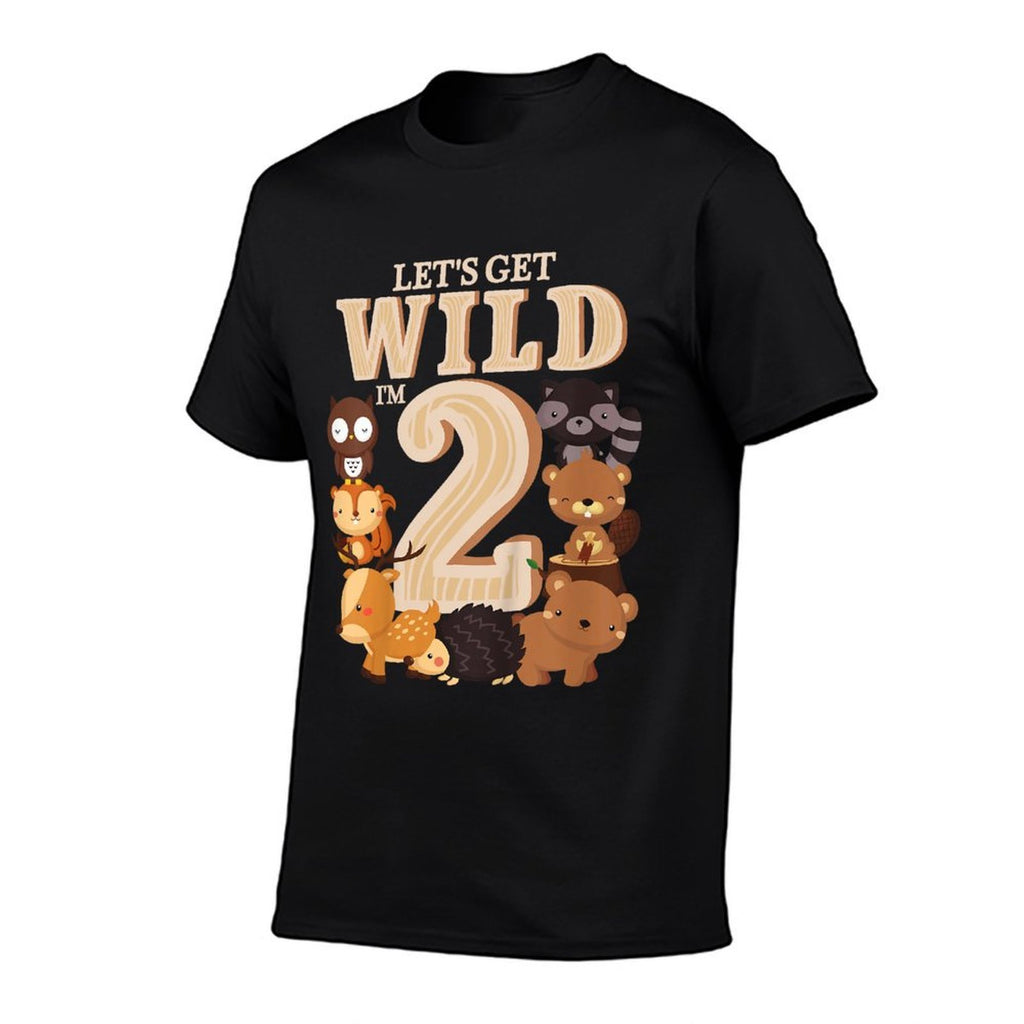 Kids 2 Year Old Woodland Animals Birthday Wild Forest 2nd Gift  Heathered Texture T-Shirt