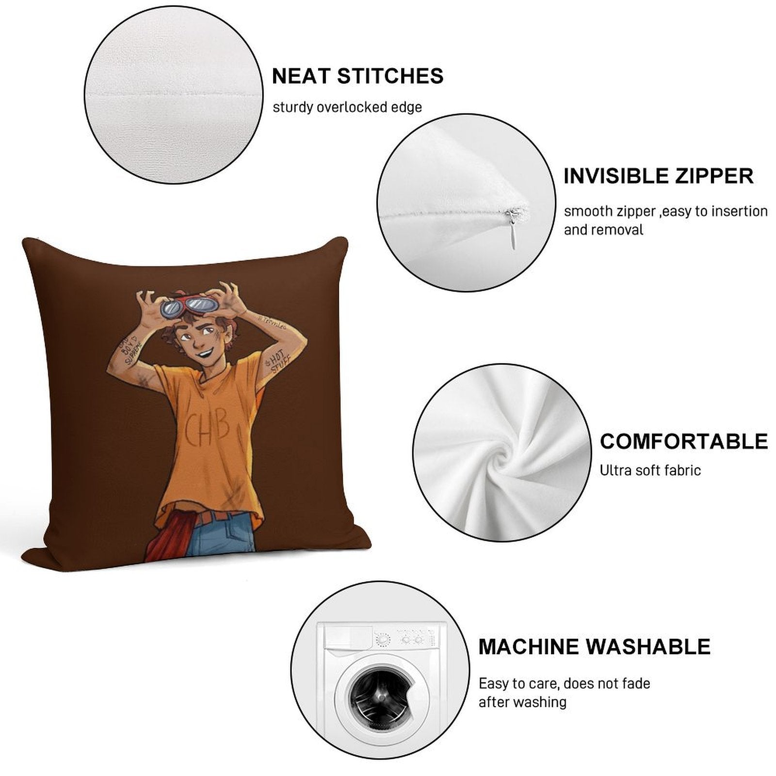 Leo Valdez Soft Hidden Zipper Throw Pillow