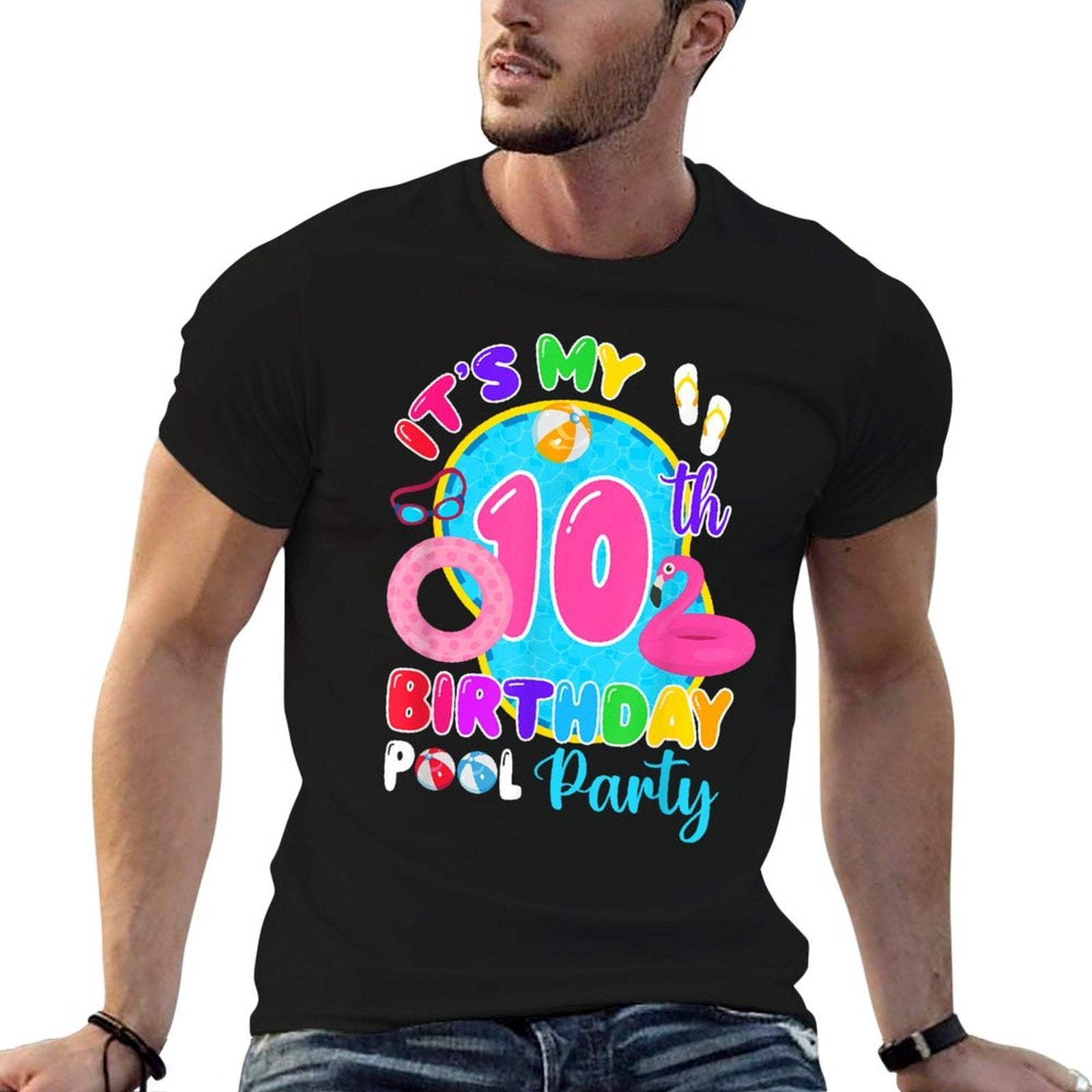 Its My 10th Birthday Summer Pool Party 10 Years Old  Wrinkle-resistant T-Shirt