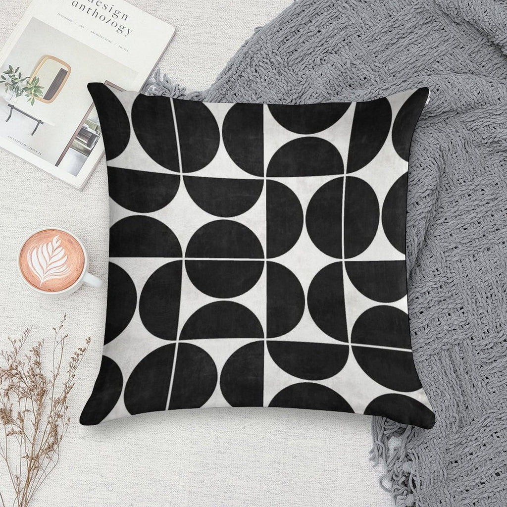 Mid-Century Modern Pattern No.3 - Black And White Concrete Soft Gift Ready Throw Pillow