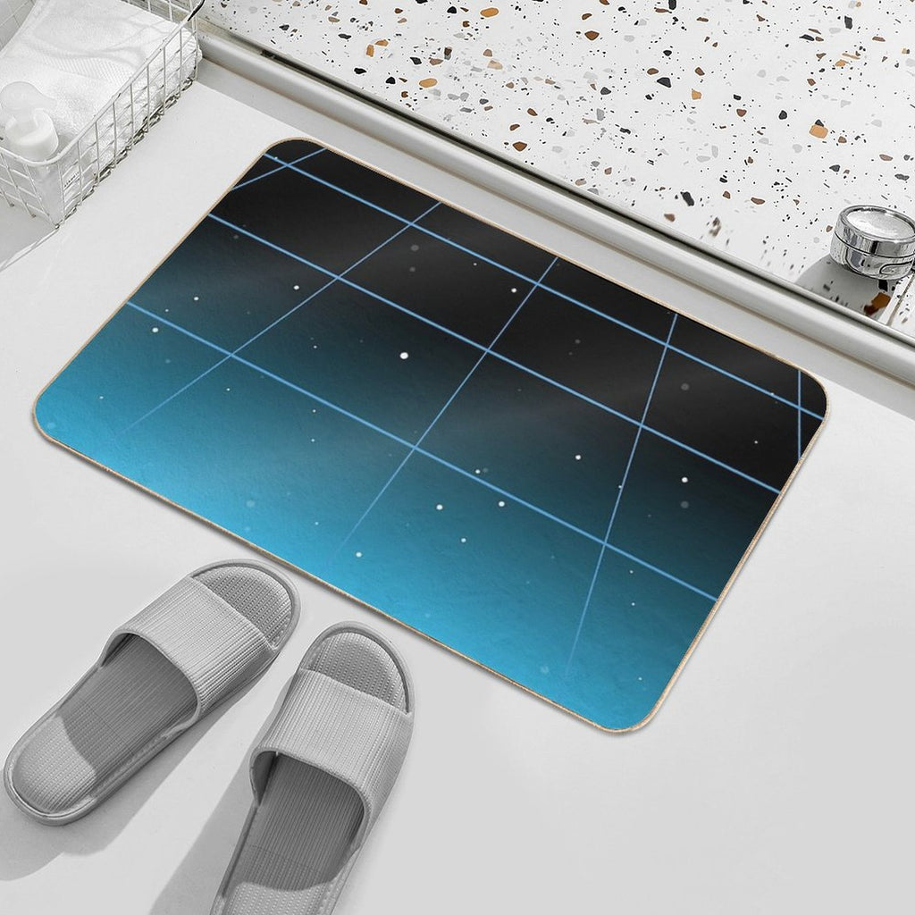 Blue-ish Retro Neon Minimalist  Multi-Purpose Bath Mat