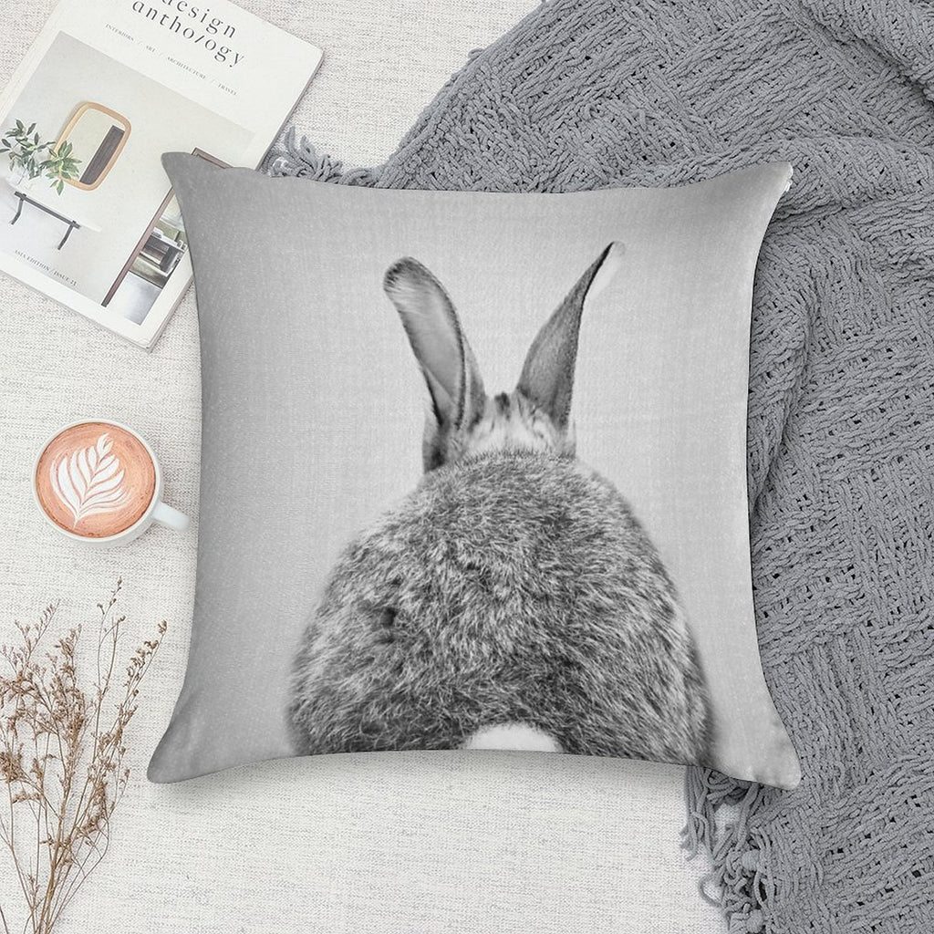 Rabbit Tail - Black & White Soft Decorative Cover Throw Pillow