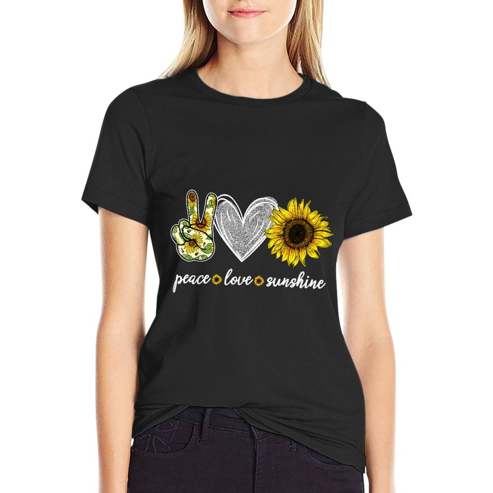 Peace Love Sunshine Sunflower Hippie Sunflower Lover Gifts  Eco-friendly Material T-Shirt