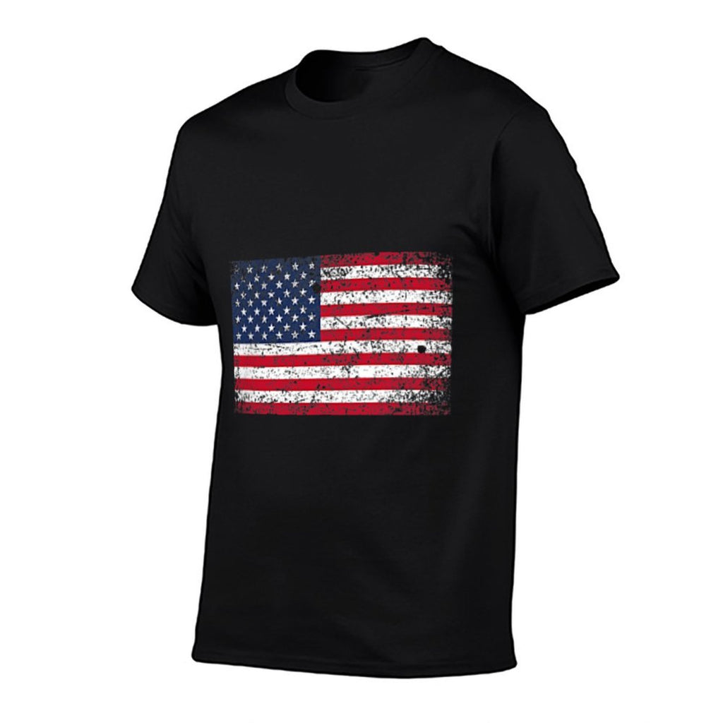 4th of July Distressed American USA Pocket  Tagless Design T-Shirt