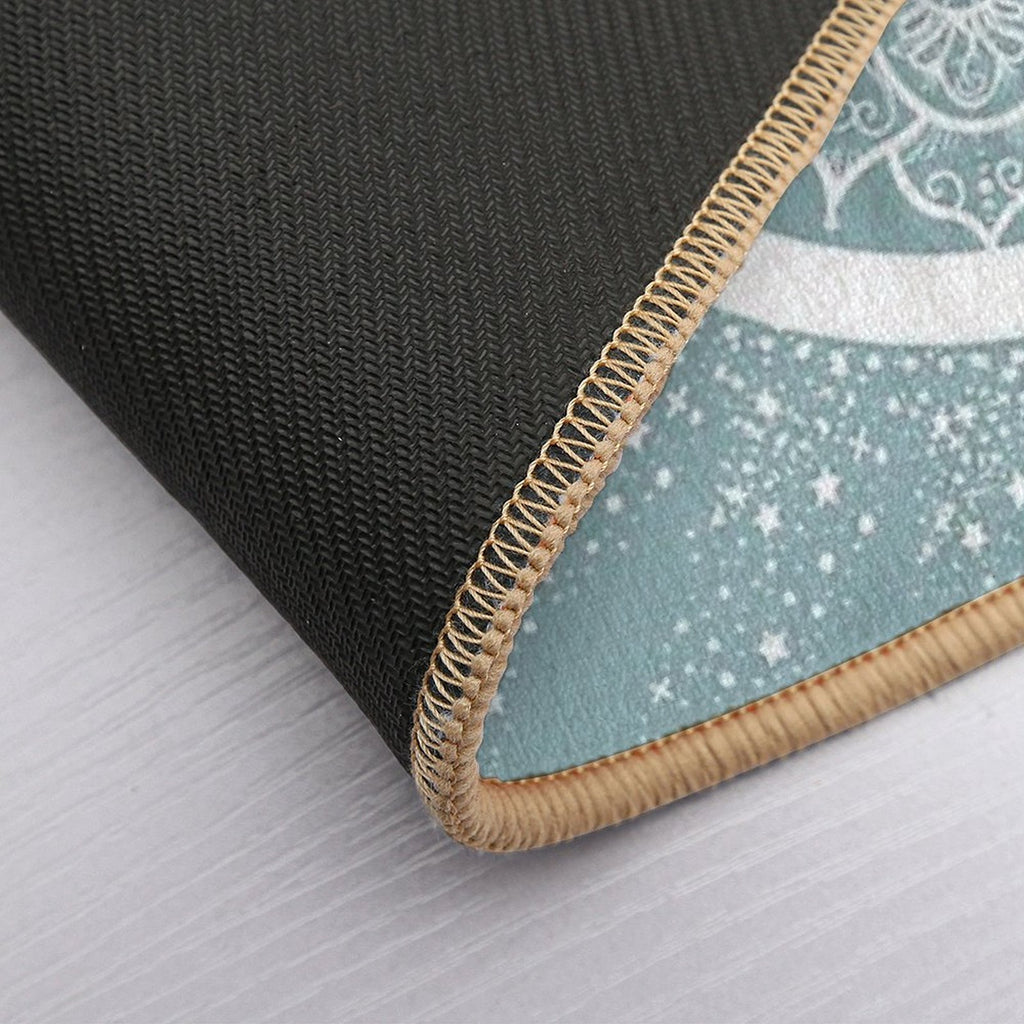 Moon Art, Teal, Mandala, Moon And Stars Art  Multi-Purpose Bath Mat