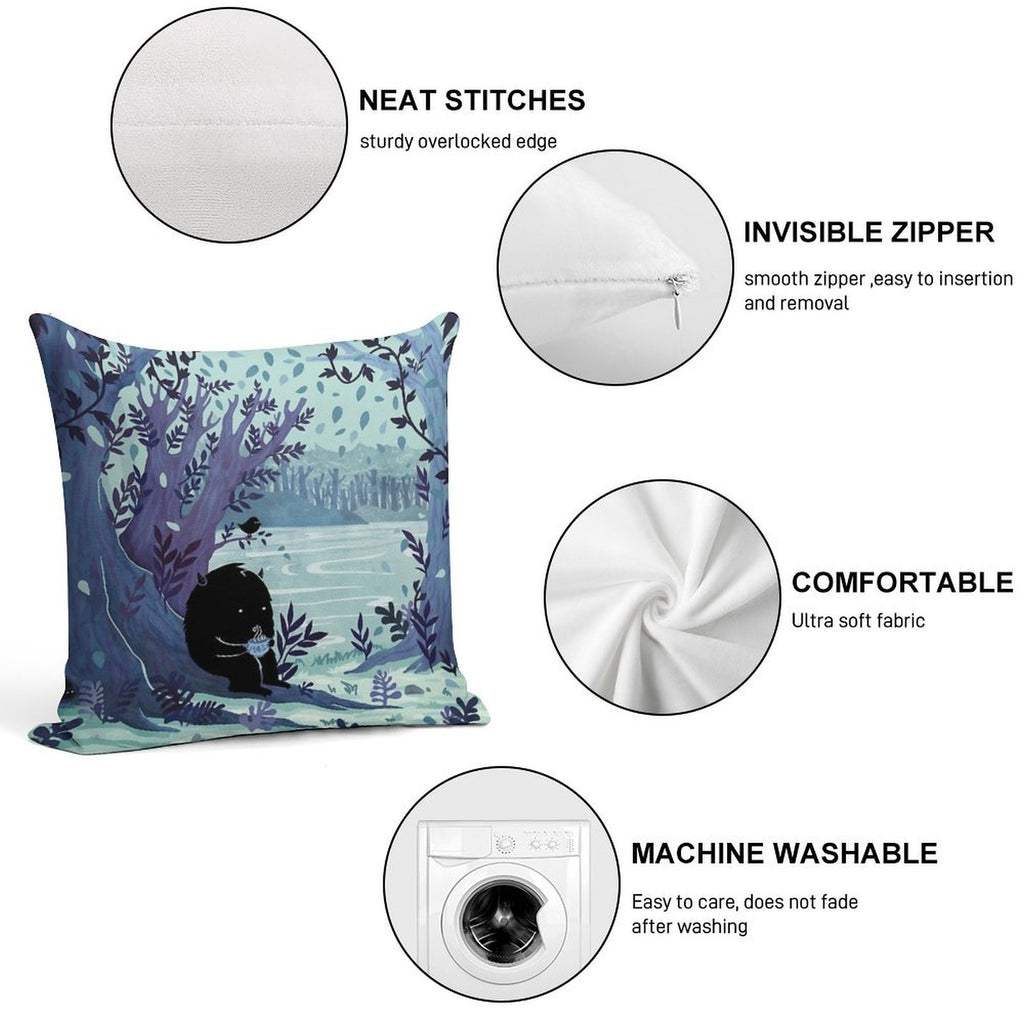 A Quiet Spot of Tea Soft Anti-Pilling Throw Pillow