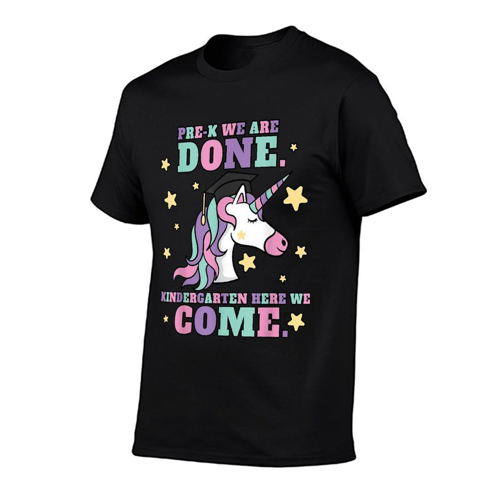 Girls Pre-K Graduation Magical Unicorn  Rolled Sleeves T-Shirt