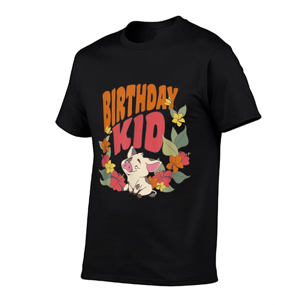 Disney Moana Birthday Kid Pua Floral Portrait  Polyester Blend T-Shirt
