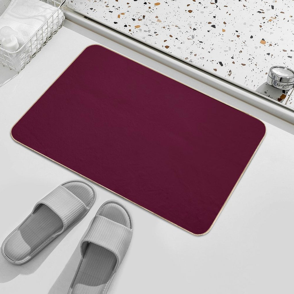 Burgundy Solid.  Long-Lasting Bath Mat