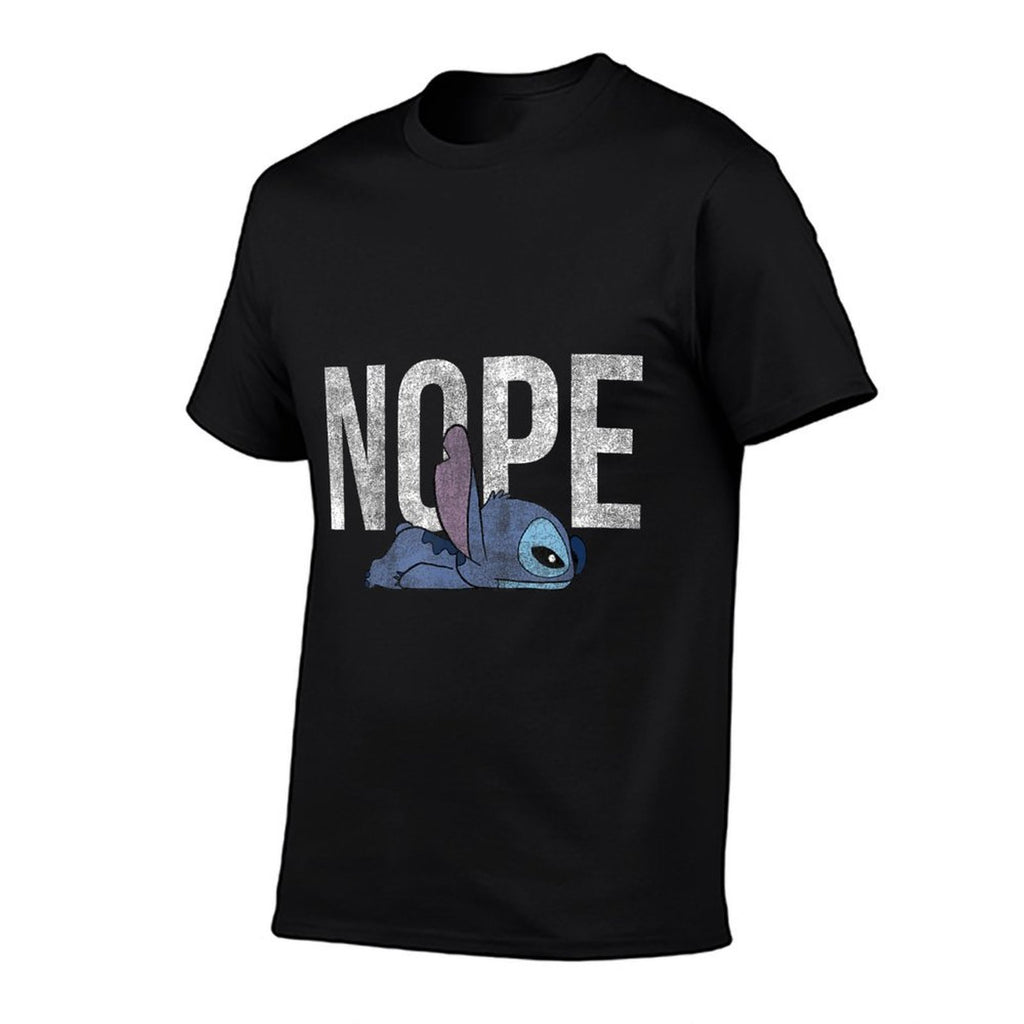 Disney Lilo  Stitch Big NOPE Laying Down  Ribbed Collar T-Shirt