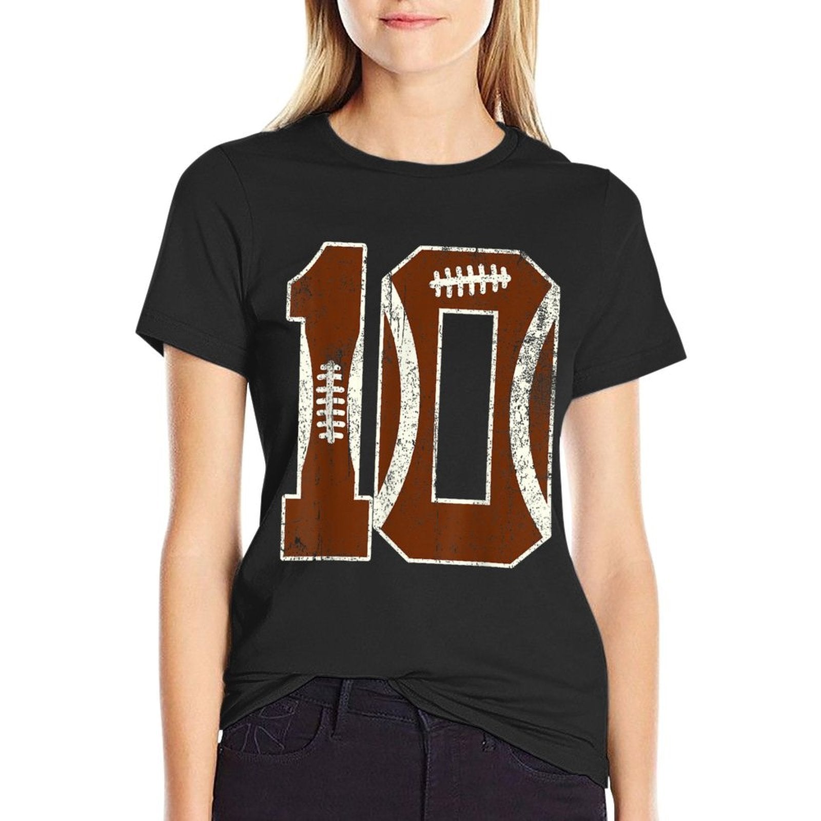 10th Birthday Football Lovers Bdy Boy 10 Year Old Girl  High-quality Stitching T-Shirt
