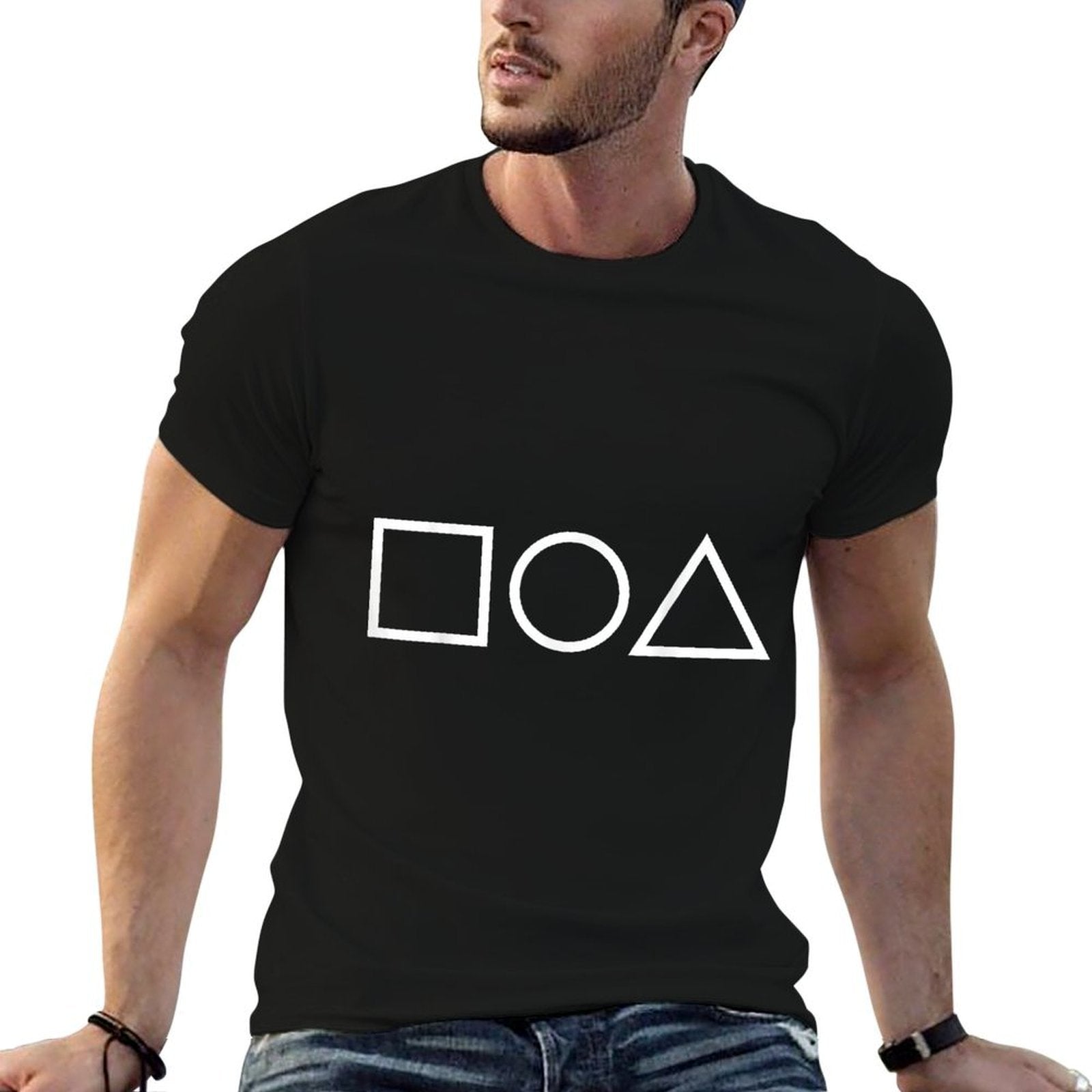 Square Circle And Triangle  Minimal Geometric Design  Polyester Blend T-Shirt