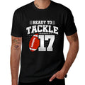 17th Birthday - Football Birthday Party - 17th Birthday  Heathered Texture T-Shirt