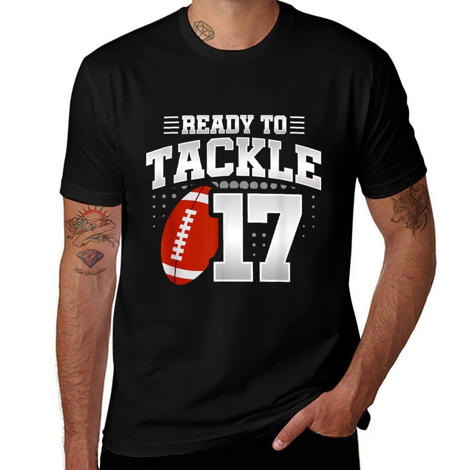 17th Birthday - Football Birthday Party - 17th Birthday  Heathered Texture T-Shirt
