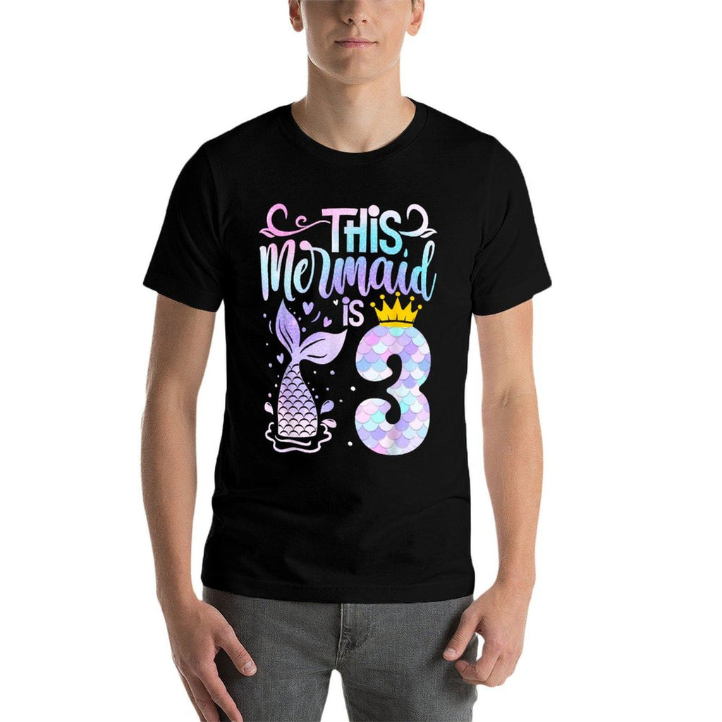 Mermaid 3rd Birthday 3 Year Old Girl Three Yrs Happy Bday  Slim-fit Cut T-Shirt