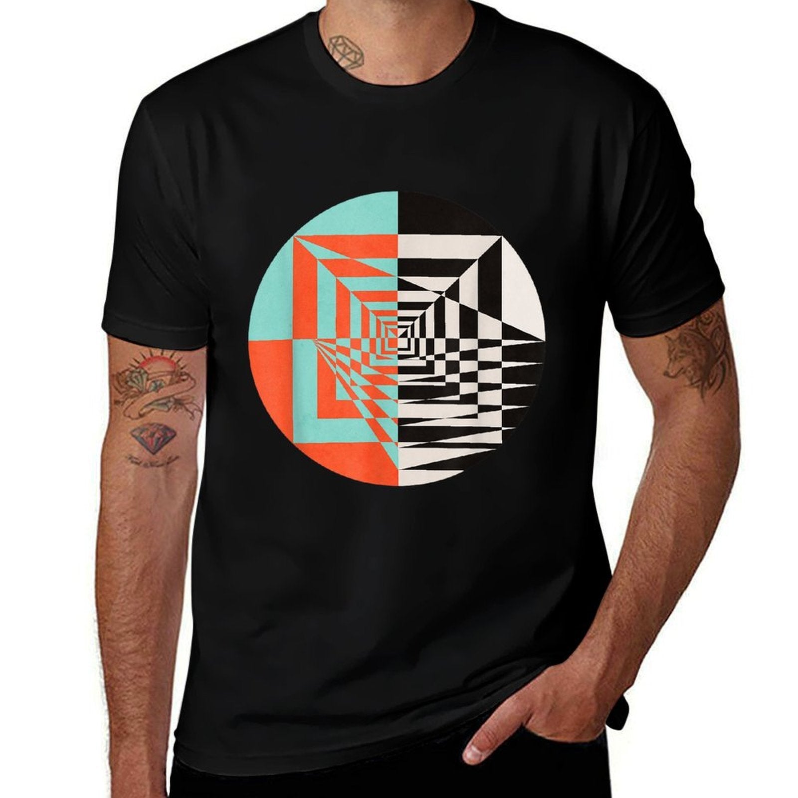 Circle Abstract Graphic Geometric Shapes Comfortable T-Shirt