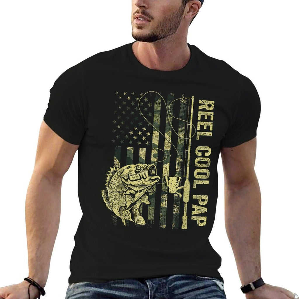 Reel Cool Pap Camouflage American Fathers Day  Relaxed-fit T-Shirt