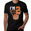 Kids 2nd Birthday Boy Basketball Kids Two Year Old Birthday  Summer-ready Fabric T-Shirt
