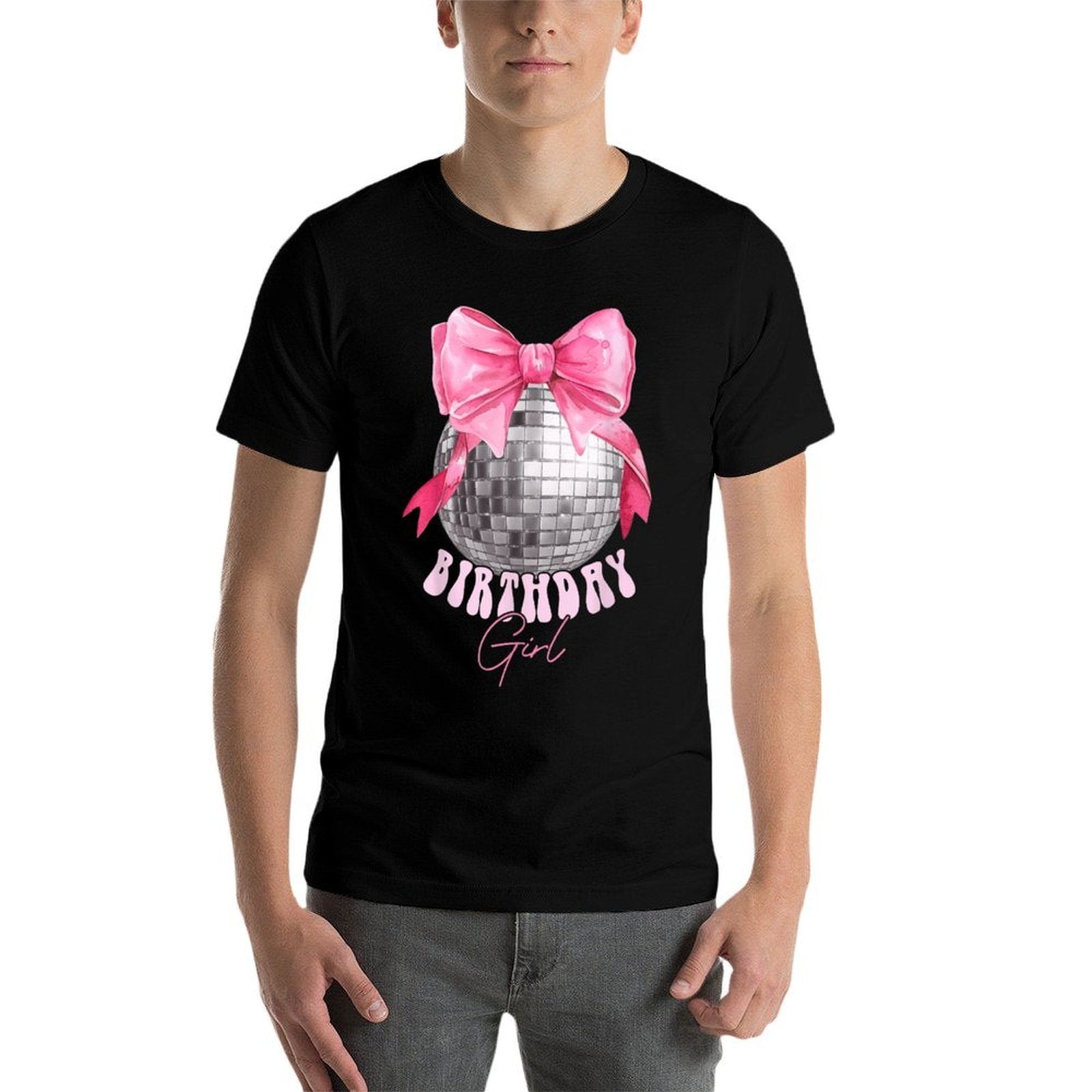 Birthday Girl Coquette Bow Disco Ball Funny Birthday Party  Soft T-Shirt