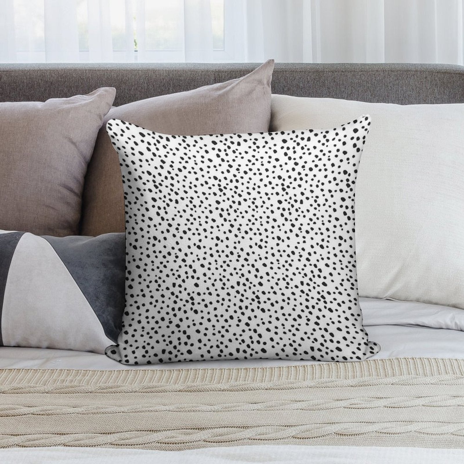 Black Dots by Minikuosi Soft Luxury Feel Throw Pillow