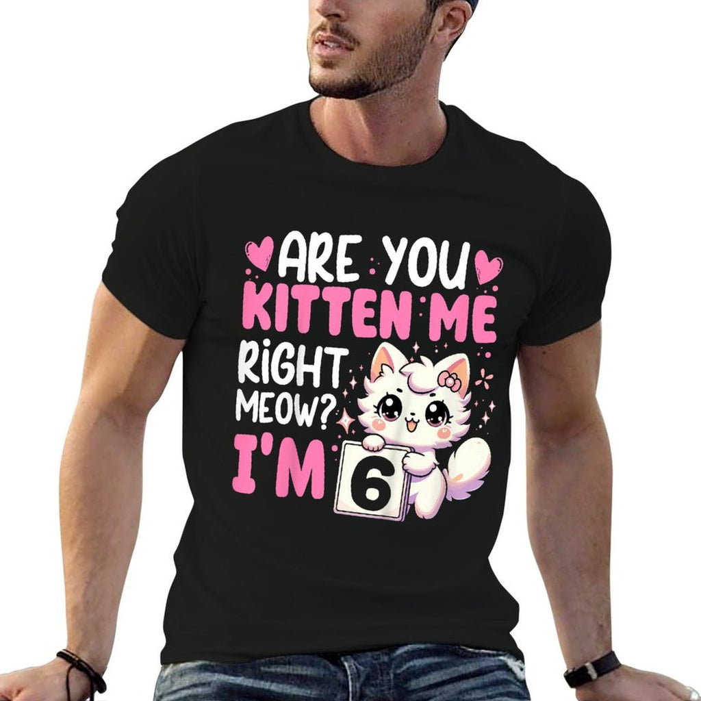 Kids 6th Birthday Girl 6yr Six 6 Year Old Kitten Cat Bday  Moisture-wicking T-Shirt