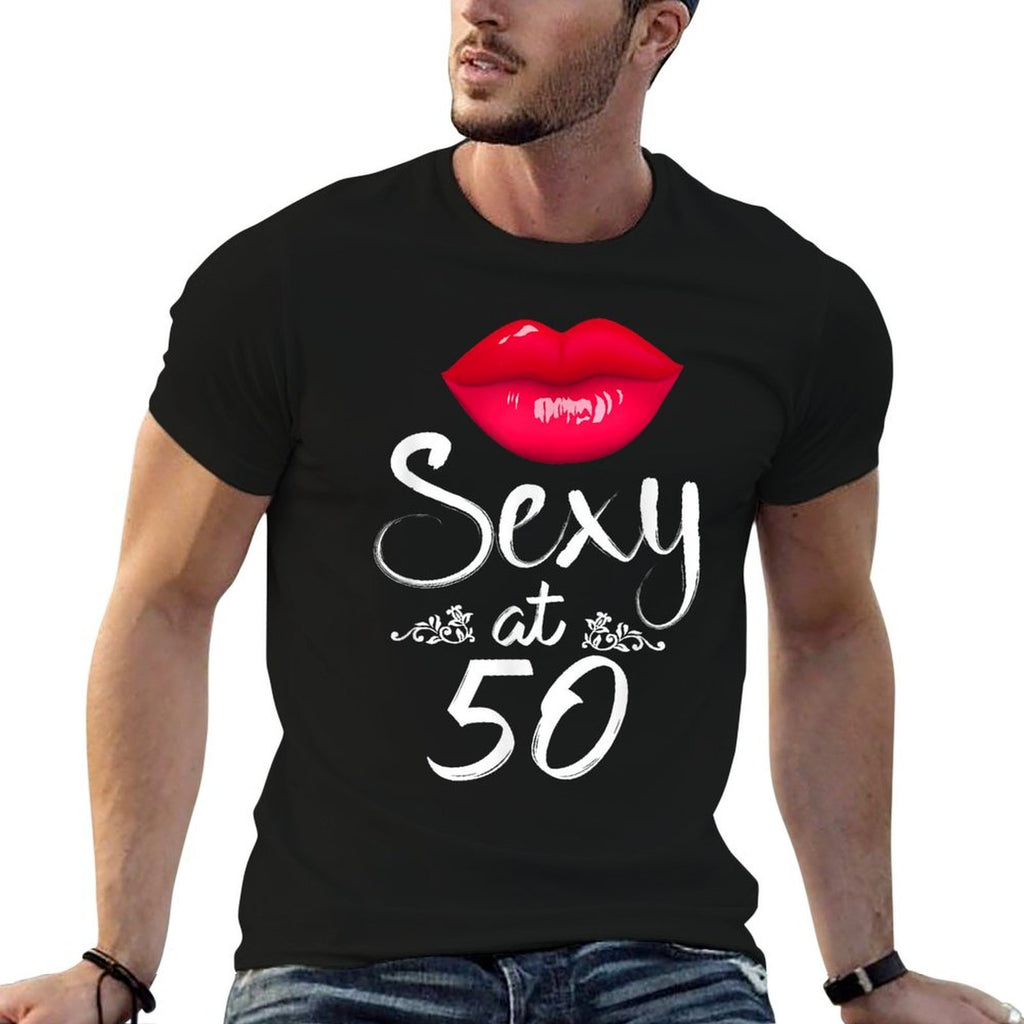 50th Birthday Gift Tshirt Sexy at 50 Shirt 50 Year Old  Polyester Blend T-Shirt