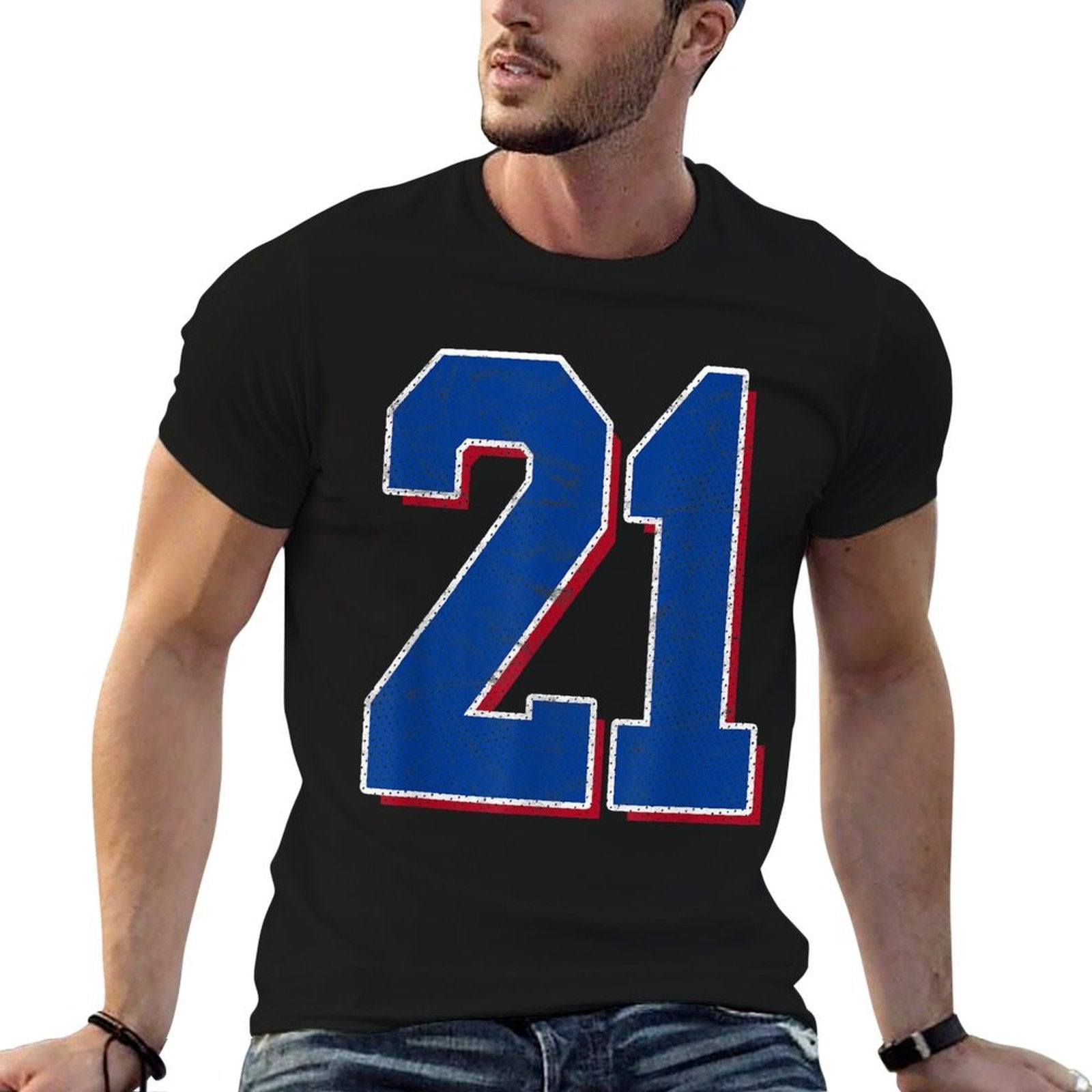 Number 21 Numbered Uniform Sports Team Jersey 21st Birthday  Relaxed-fit T-Shirt