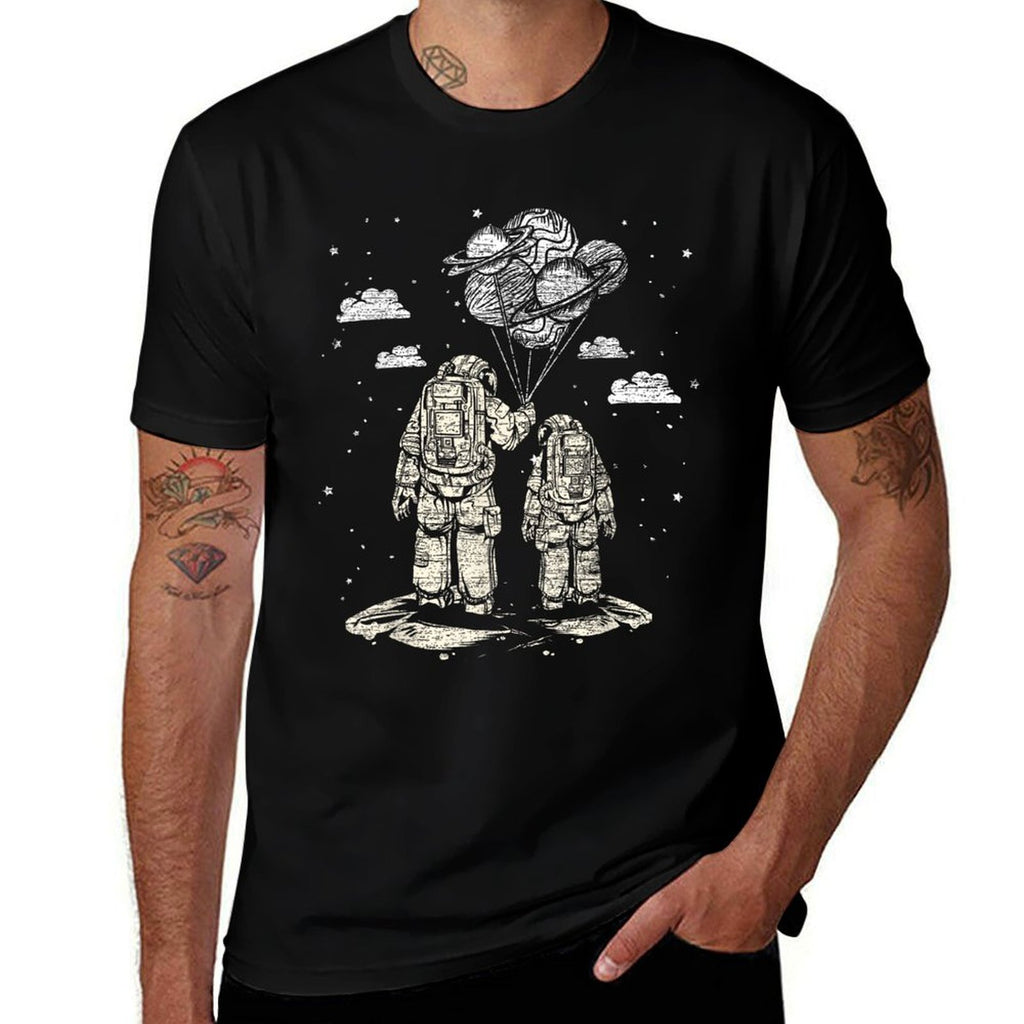 Fathers Day Space Science Astronomy Lover Dad Son Astronaut  Relaxed-fit T-Shirt
