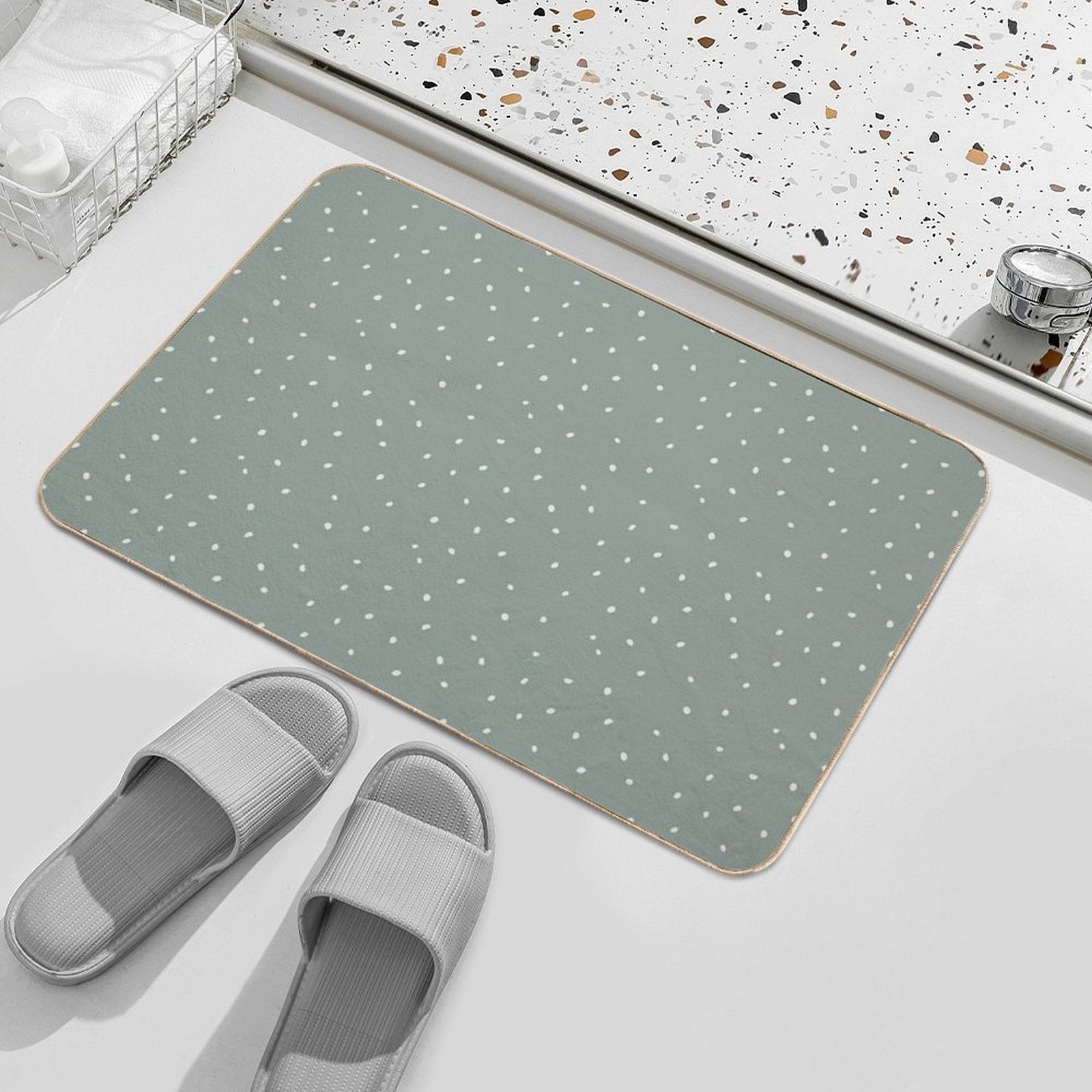 Scattered Dots in Mountain Green  Pet-Safe Bath Mat