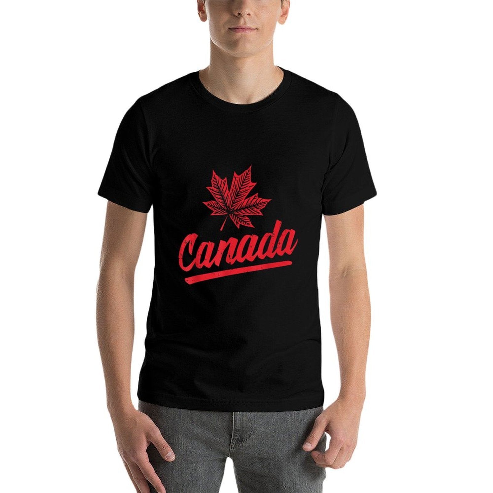 Cursive Canada Maple Leaf Canadian Patriotic Women Men Kids  Eco-friendly Material T-Shirt