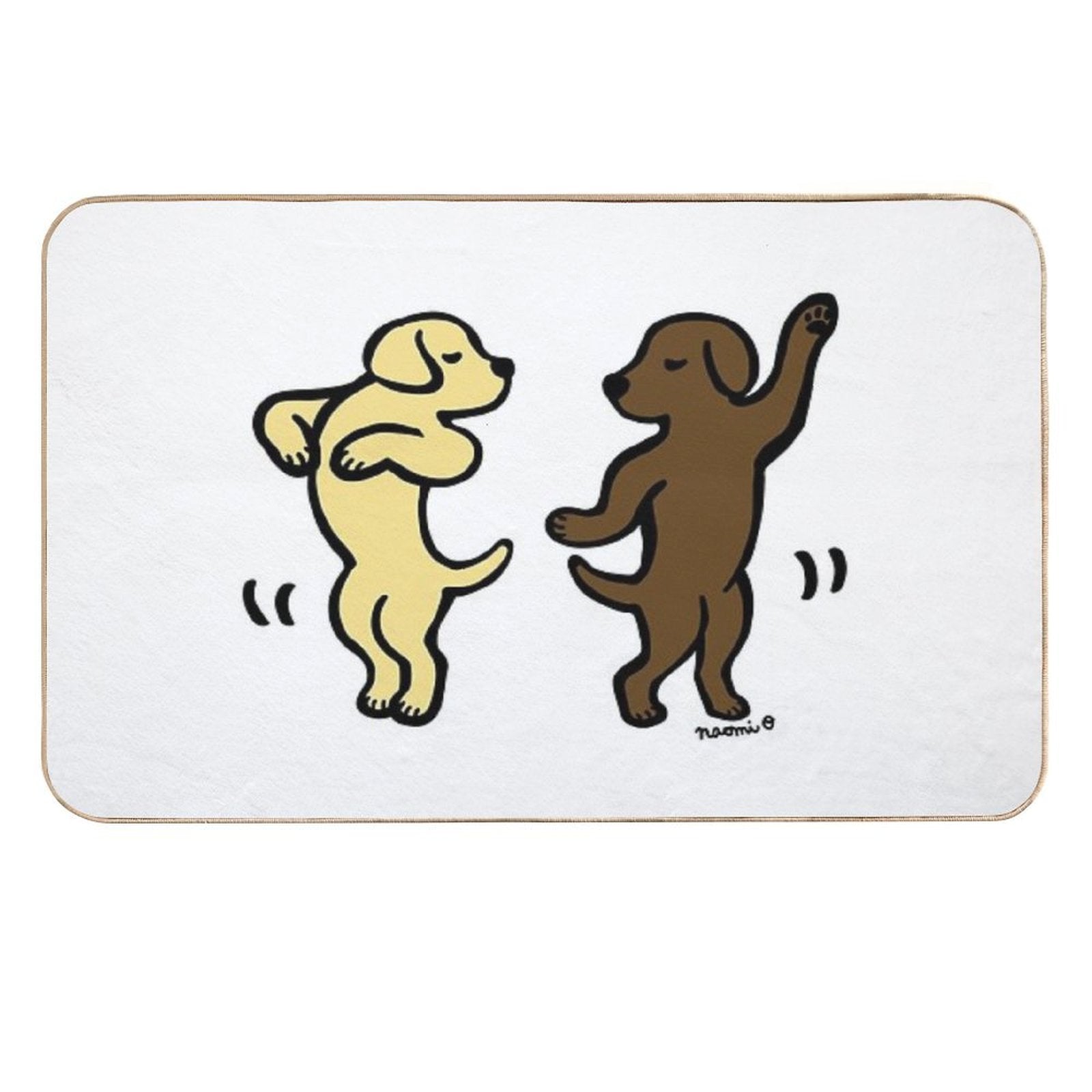 Dancing Yellow And Chocolate Labradors  Repositionable Bath Mat