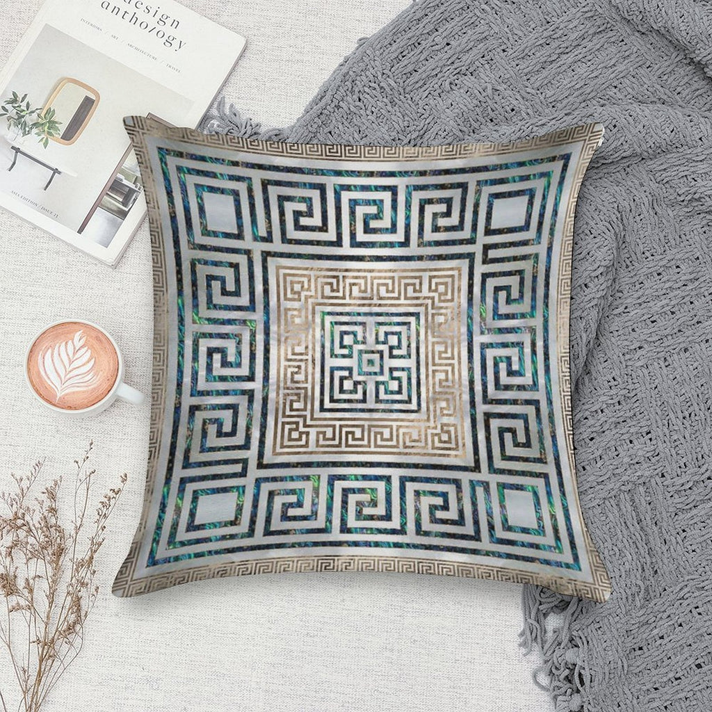 Greek Key Ornament - Greek Meander -Abalone And Gold Soft Ultra-Soft Texture Throw Pillow