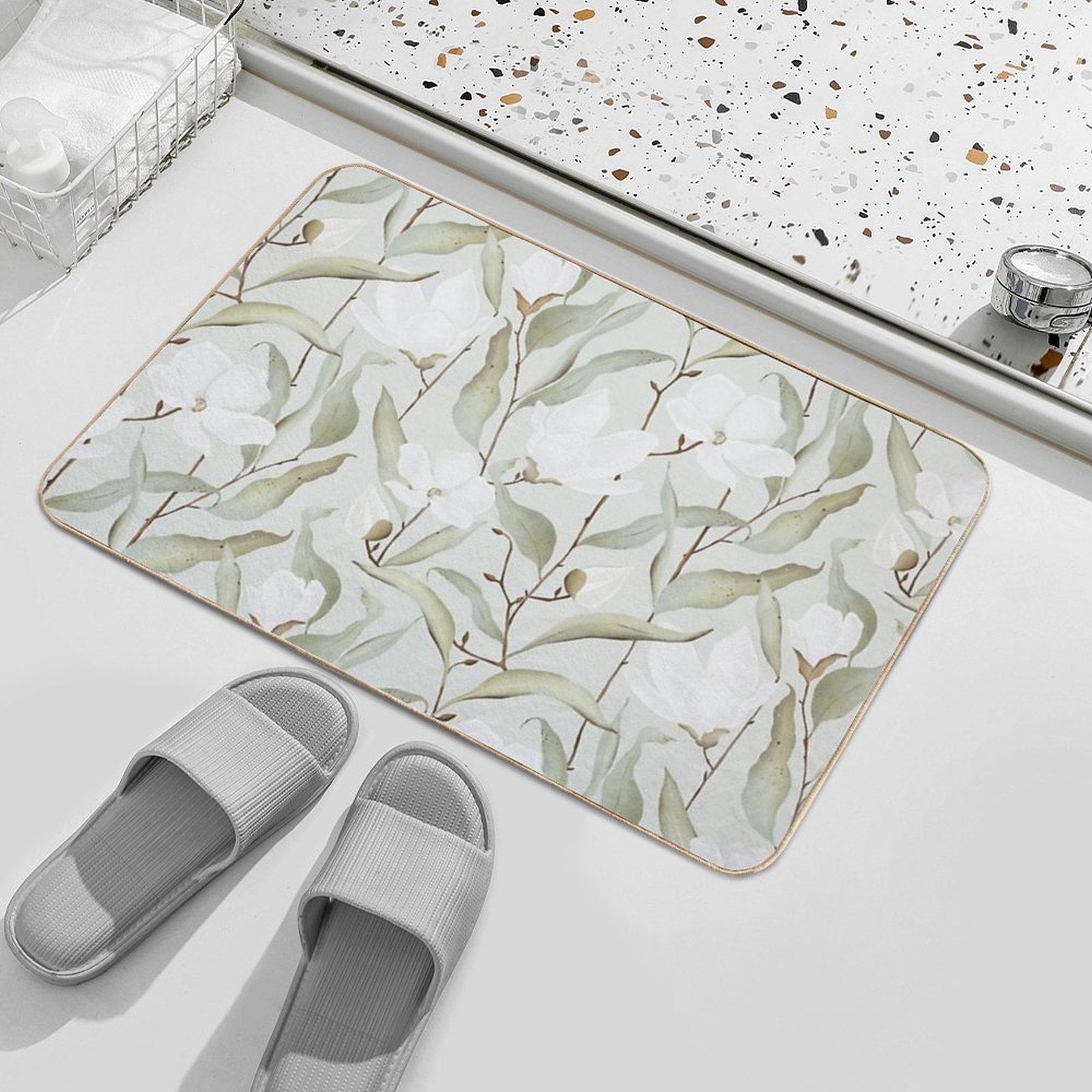 Magnolia Lane Floral Print  Repositionable Bath Mat