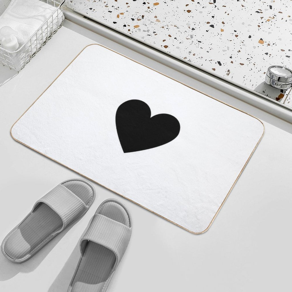 Black Heart  Fade-Resistant Bath Mat