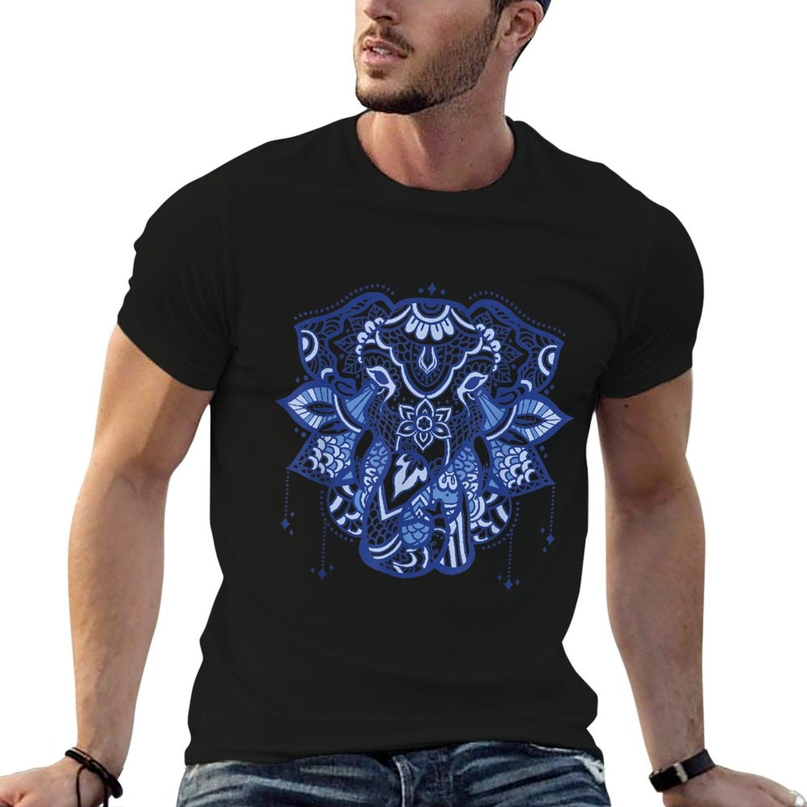 Mandala Elephant Head  Tagless Design T-Shirt