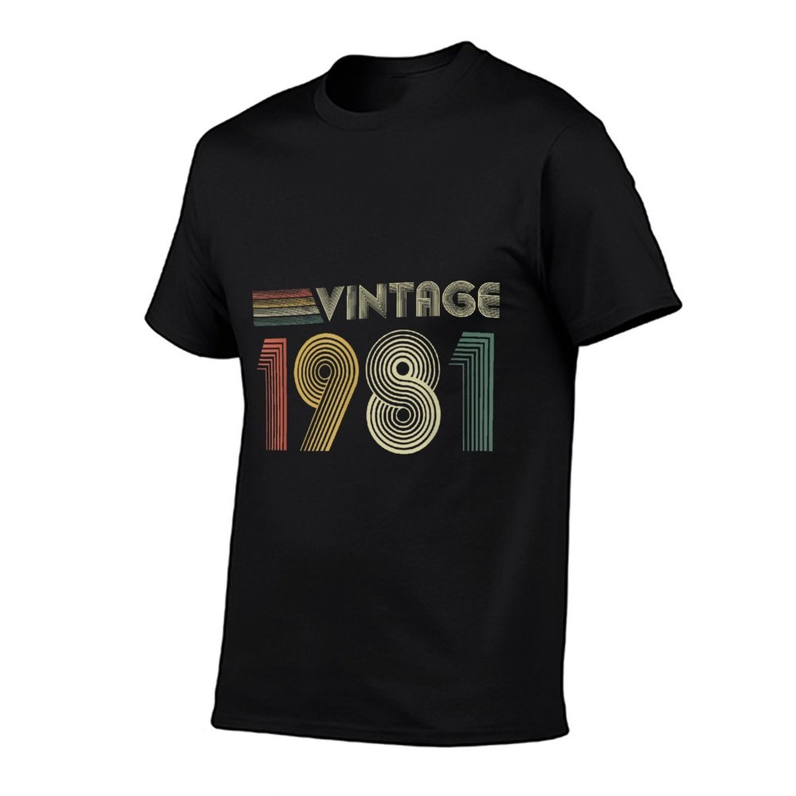 Born In 1981s Vintage 1981 Birthday Black Unisex-Adults Small Regular Fit Cotton, Polyester  Cotton T-Shirt