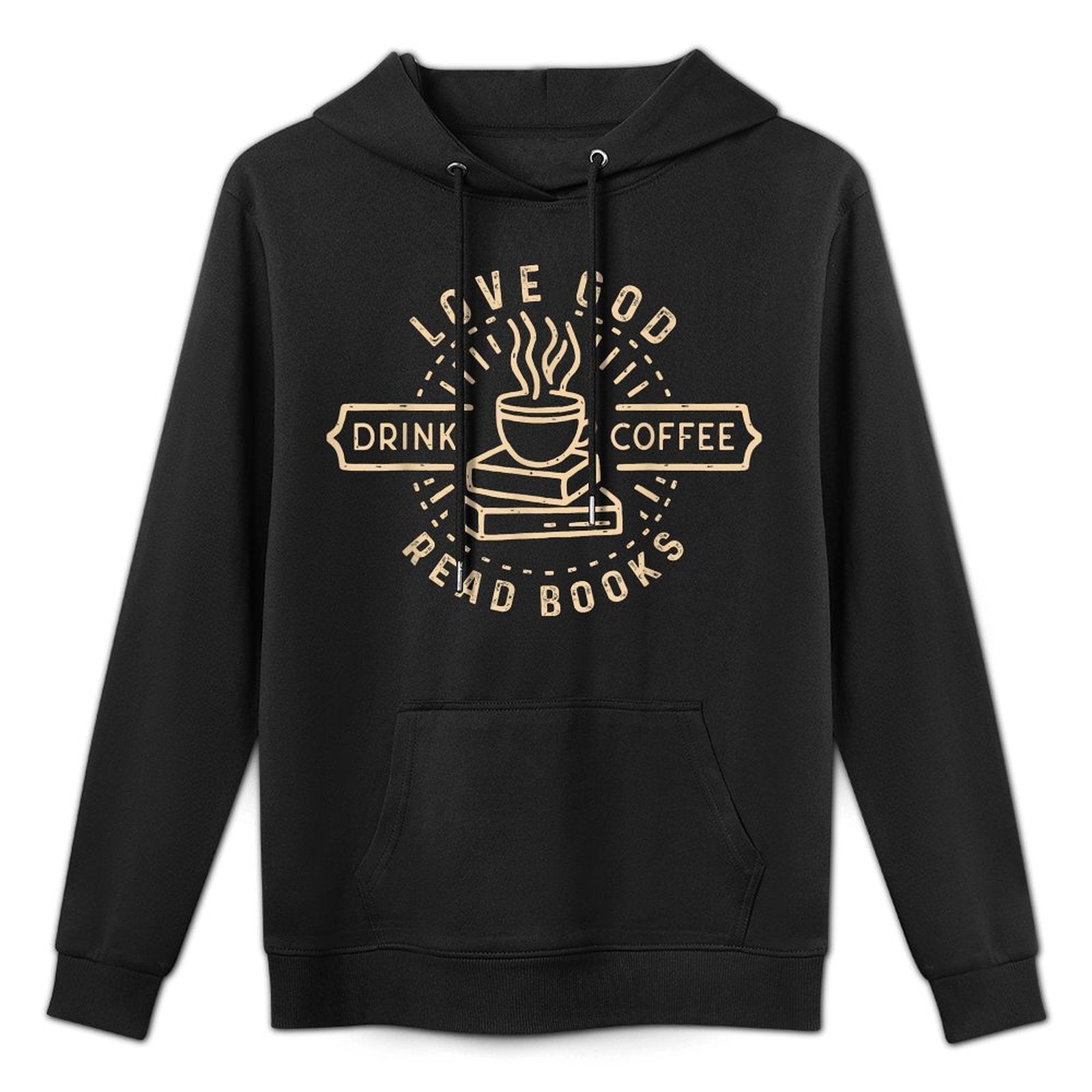 Love God Drink Coffee Read Books Lovers Vintage Christian Adjustable Hood Hoodie